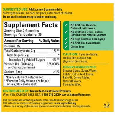 Nature Made B12 Extra Strength 3000 Mcg Gummies - 60 Count - Image 4