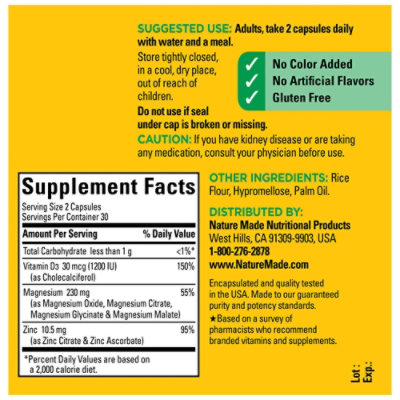 Nature Made Magnesium Complex Capsules - 60 Count - Image 3