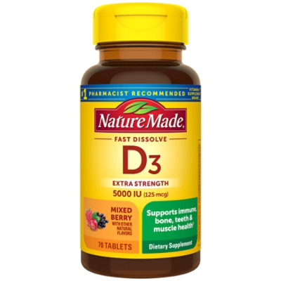 Nature Made D3 Fast Dissolve Mixed Berry Tablets - 70 Count - Image 1