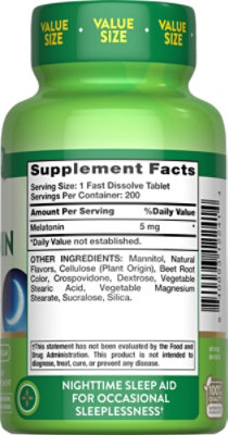 Melatonin Value Size Fast Dissolve Tabs 5 Mg - 200 Count - Image 2