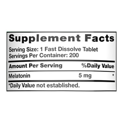 Melatonin Value Size Fast Dissolve Tabs 5 Mg - 200 Count - Image 4