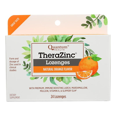 Quantum TheraZinc Cold Season Plus Lozenges Orange - 14 mg - 24 Lozenges - Image 1