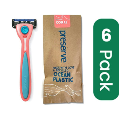 Preserve - Razor Popi Shave 5 Coral 1 CT (Pack of 6) - Image 1