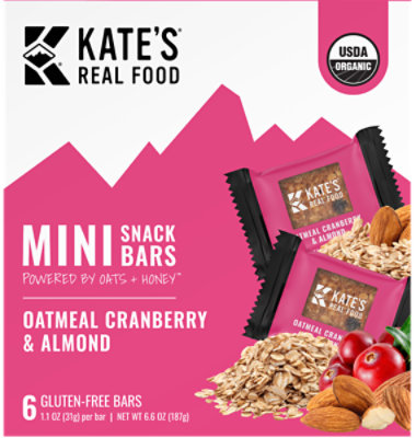 Kate's Real Food Oatmeal Cranberry and Almond Bars - 6-2.2 Oz - Image 1