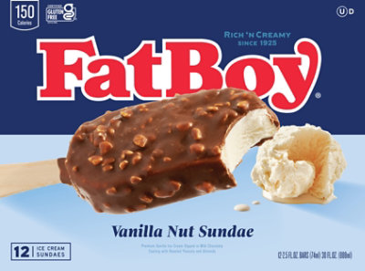 Fatboy Nut Sundae Vanilla Ice Cream Bar - 30 FZ - Image 2