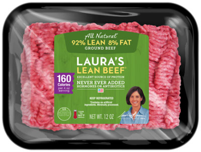 Lauras Lean Beef 92% Lean 8% Fat Ground Patties - 12 Oz - Image 1