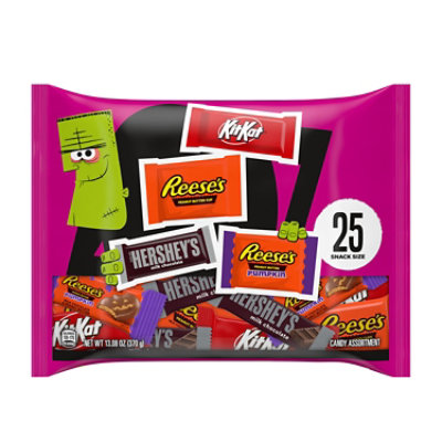 HERSHEY'S KIT KAT and REESE'S Assorted Milk Chocolate Snack Size Halloween Candy Bag - 13.08 Oz