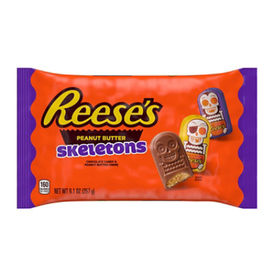 Reeses Chocolate Peanut Butter Creme Skeletons Halloween Candy Bag - 9.1 Oz - Image 1