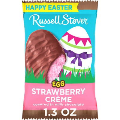 RUSSELL STOVER Easter Strawberry Crème Milk Chocolate Easter Egg - 1.3 Oz
