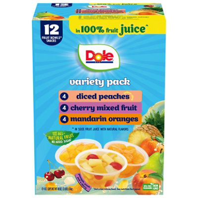 Dole Variety Pack Fruit Cups In 100 Percent Juice - 12 Count