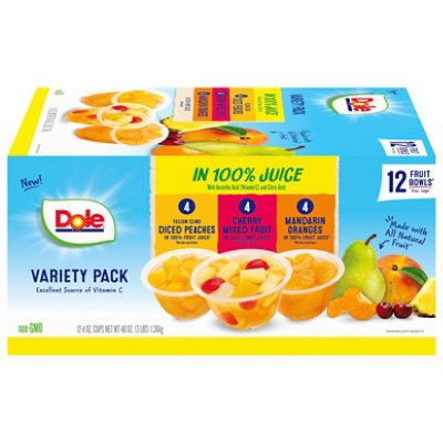 Dole Variety Pack Fruit Cups In 100 Percent Juice - 12 Count - Image 2