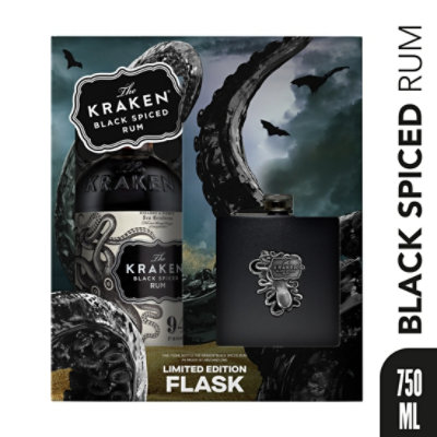 Kraken Black Spiced Rum W/ Flask 750 Ml - 750 ML - Image 1