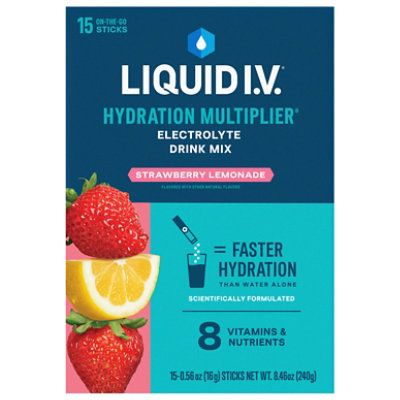 Liquid I.V. Hydration Multiplier Strawberry Lemonade Electrolyte Powder Drink Mix - 15 Count