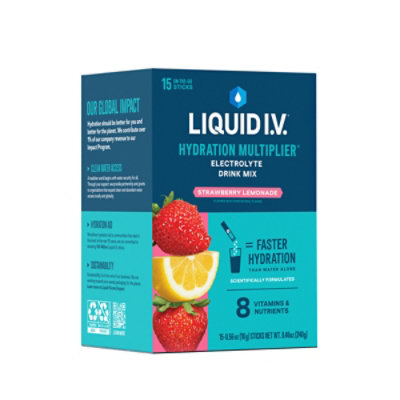 Liquid I.V. Hydration Multiplier Strawberry Lemonade Electrolyte Powder Drink Mix - 15 Count - Image 3