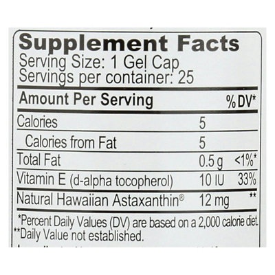 Nutrex Hawaii BioAstin Hawaiian Astaxanthin - 12 mg - 25 Gel Caps - Image 2