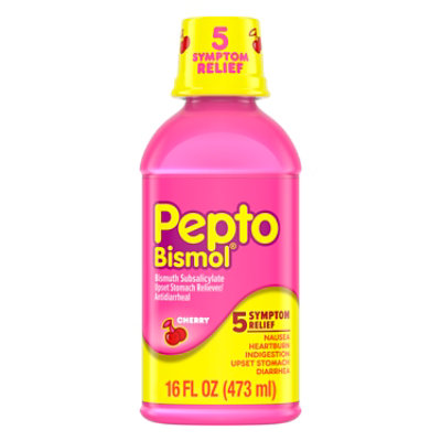 Pepto Bismol 5 Symptom Relief Cherry Flavor - 16 Fl. Oz. - Image 1