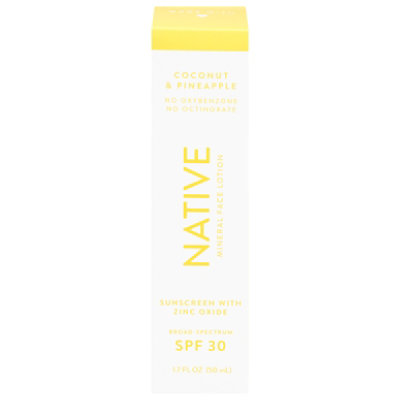 Native Coconut & Pineapple Mineral Face Sunscreen Lotion SPF 30 - 1.7 Fl. Oz. - Image 1