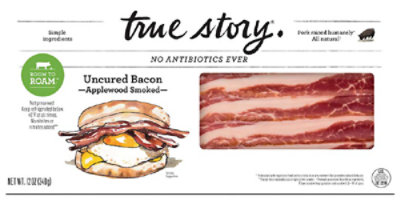 True Story Uncured Bacon Applewood Smoked - 12 Oz. - Image 1