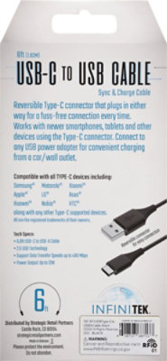 INF USB Type C TOUSBA 6ft Cable Black - Each - Image 3