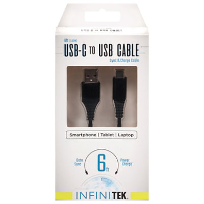 INF USB Type C TOUSBA 6ft Cable Black - Each - Image 1