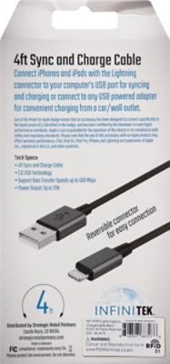 Lightning To USB Black Cable 4 Ft - Each - Image 3