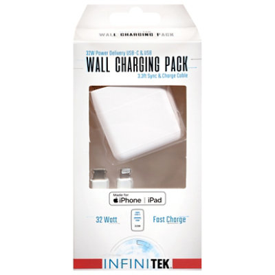 INF 2 Port Type C 32W USB Acertified Wall Charger - Each - Image 1