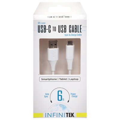 Inf-6ft Usb type-c to usb cable white - Each - Image 1