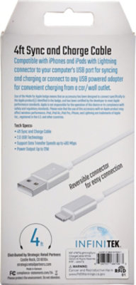 4ft Mfi Lightning Sync Charge Cable  White - Each - Image 3