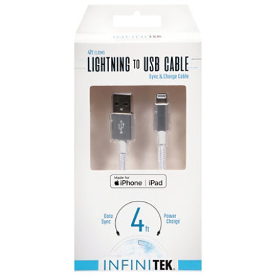 4ft Mfi Lightning Sync Charge Cable  White - Each - Image 1