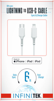 6ft Mfi Lightning To Usb-c Sync & Charge Cable - Each - Image 1