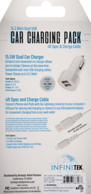 4ft Dual Car Charger Usba Ports/c94 Lightning To Usba Cable - Each - Image 3