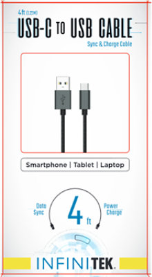 Inf USB Type C Cable Black - 4 Ft. - Image 1