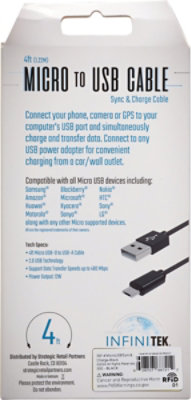 4ft micro usb sync & charge black - Each - Image 3