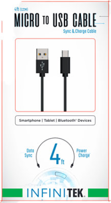 4ft micro usb sync & charge black - Each - Image 1