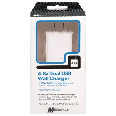2 Port Usb Wall Charger White - Each - Image 2