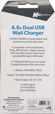 2 Port Usb Wall Charger White - Each - Image 3
