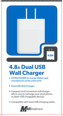 2 Port Usb Wall Charger White - Each - Image 1