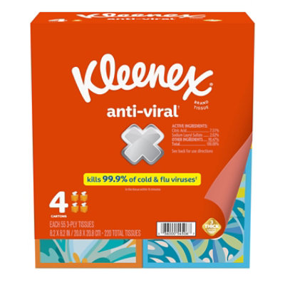 Kleenex Anti-Viral Facial Tissues 55 Tissues Per Box - 4 Count - Image 8