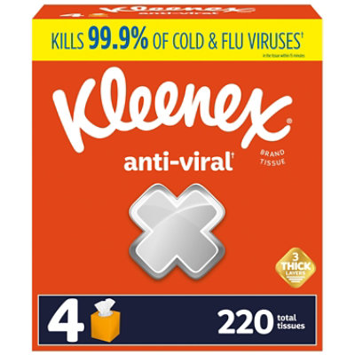 Kleenex Anti-Viral Facial Tissues 4 Count - 55 Each - Image 1