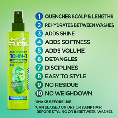 Garnier Fructis Pure Moisture 10 in 1 Spray for Dry Hair and Scalp - 8.1 Fl. Oz. - Image 3