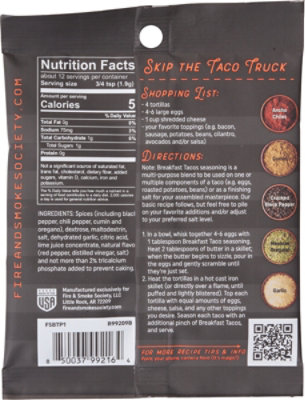 Fire And Smoke Seasoning Mix Brkfst Taco - 0.8 OZ - Image 6