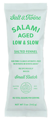 Salt and Twine Italian Style Salami With Fennel Seed and Sea Salt Salami Chub - 5 Oz - Image 1