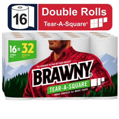Brawny Tear-A-Square Double Roll Paper Towels - 8 Rolls - Image 1