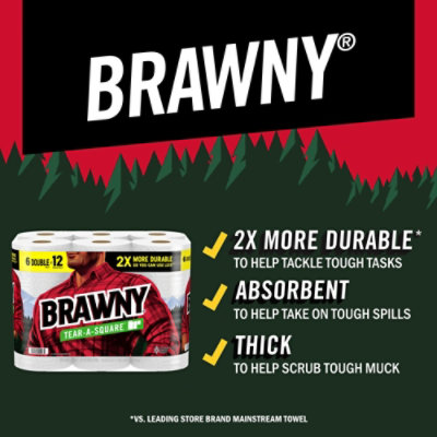 Brawny Tear-A-Square Double Roll Paper Towels - 8 Rolls - Image 2