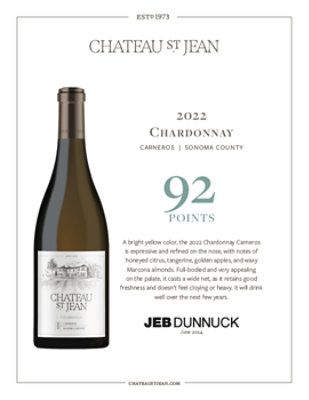 Chateau St Jean Carneros Chard Wine - 750 Ml - Image 4