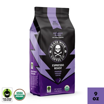 Death Wish Coffee Organic and Fair Trade Espresso Roast Ground Coffee - 9 Oz - Image 1