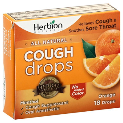 Herbion Naturals Cough Drops - All Natural - Orange - 18 Drops - Image 1