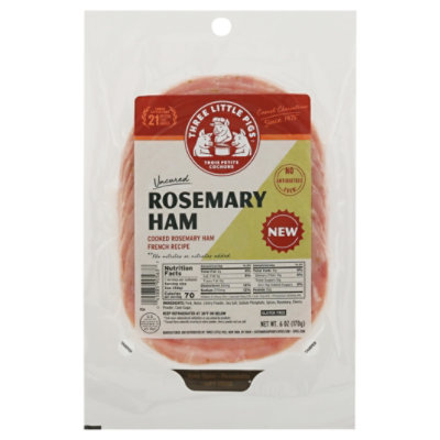 Les Trois Petits Sliced Rosemary Ham - 6 Oz. - Image 1
