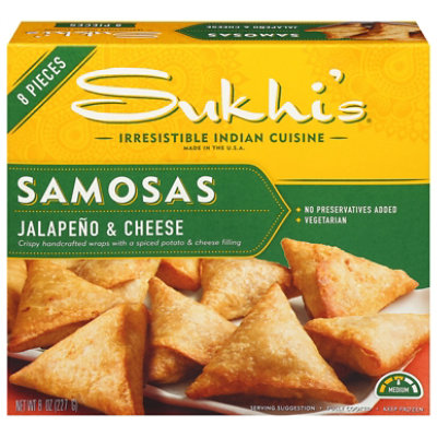 Sukhi's Indian Jalapeno & Cheese Samosa Frozen Appetizer Vegetarian Snack - 8 Oz - Image 2