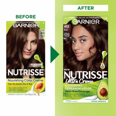 Garnier Nutrisse Nourishing Hair Color Creme 413 Bronze Brown (Bronze Sugar) Kit - Each - Image 3